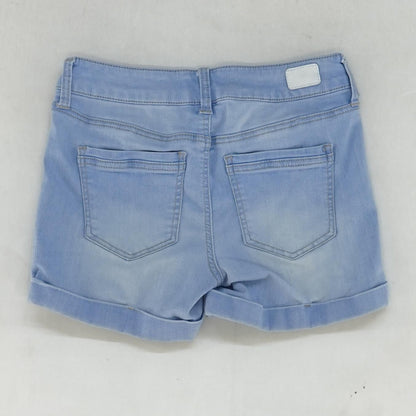 Blue Solid Denim Shorts