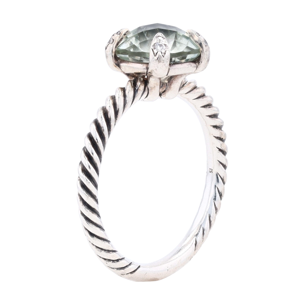 2 3/8 ctw Sterling Silver Prasiolite Fashion Ring