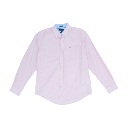 Pink Solid Long Sleeve Button Down