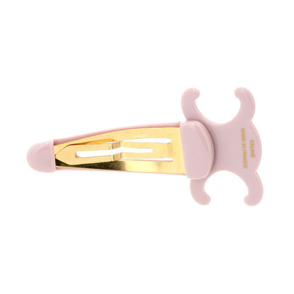 Large Snap Hair Clip In Acetate And Steel Pastel Pink And Gold Tone
