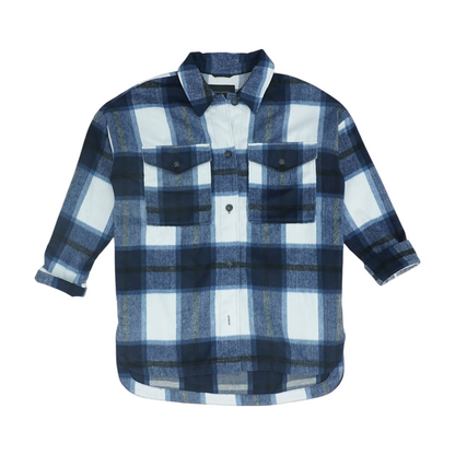 Navy Plaid Flannel Button Down