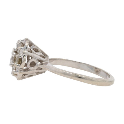 3/4 Ct 14K White Gold Vintage Style Cluster Setting Diamond Engagement Ring