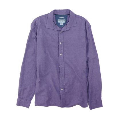 Purple Solid Long Sleeve Button Down