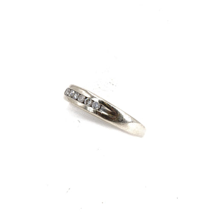 14K White Gold Channel Set Diamond Tapered Band