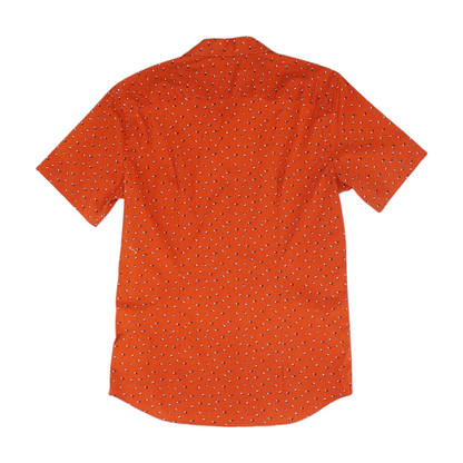 Red Print Short Sleeve Button Down