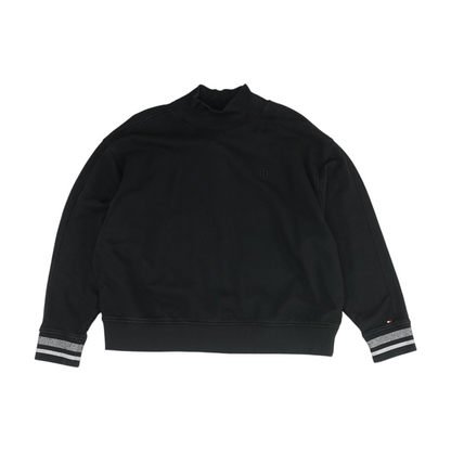 Black Solid Sweatshirt Pullover