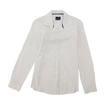 White Solid Long Sleeve Button Down