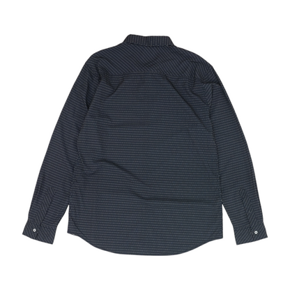 Navy Geometric Long Sleeve Button Down