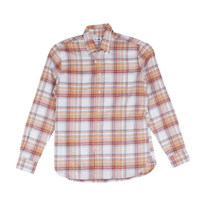 Orange Plaid Flannel Button Down