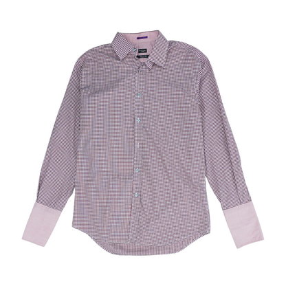 Maroon Check Long Sleeve Button Down
