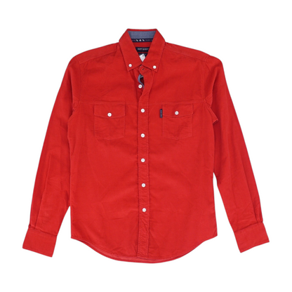 Red Solid Flannel Button Down