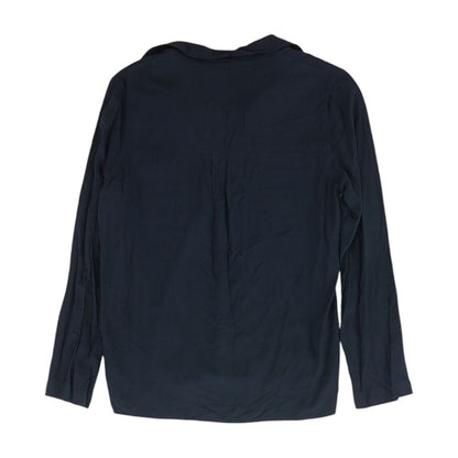 Navy Solid Long Sleeve Blouse