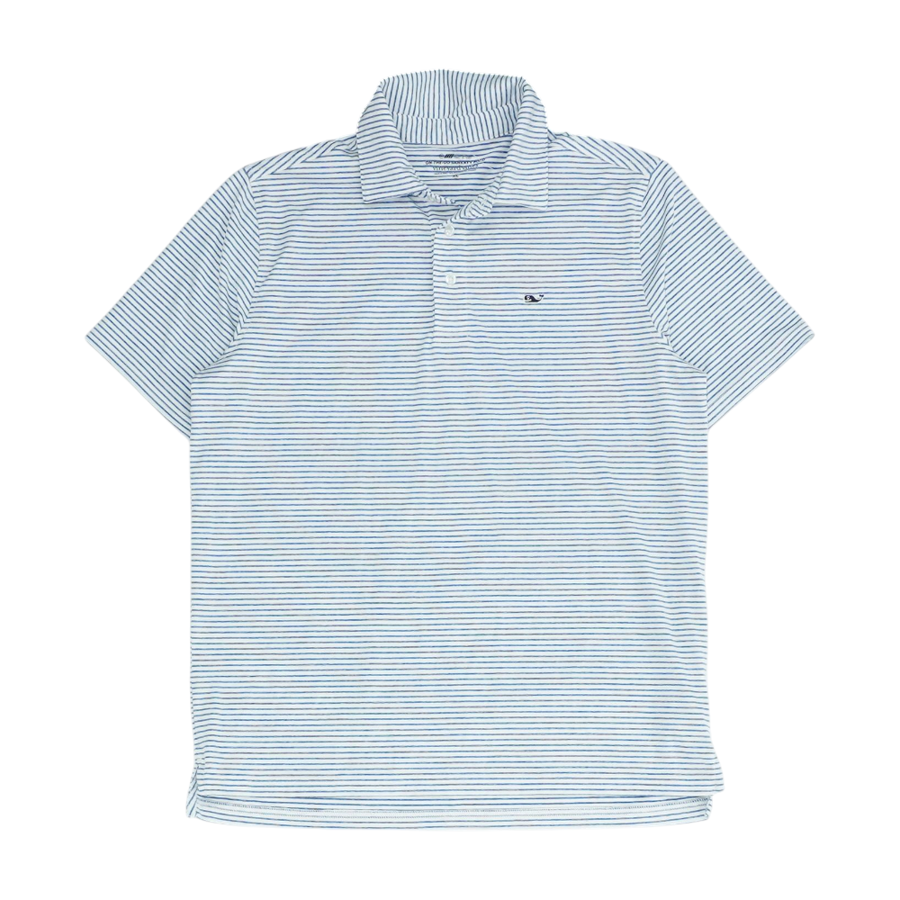Vineyard Vines White Striped Short Sleeve Polo – Image 1