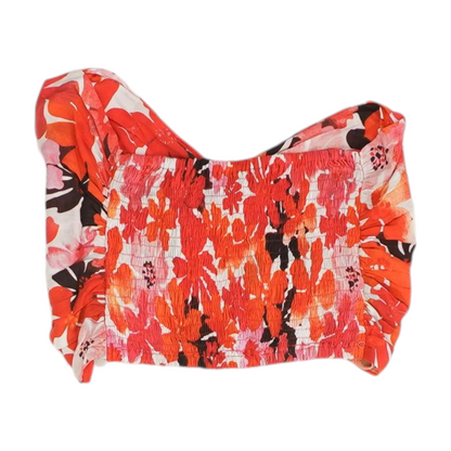 Red Floral Cropped Blouse