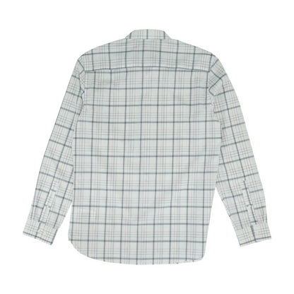 White Plaid Long Sleeve Button Down
