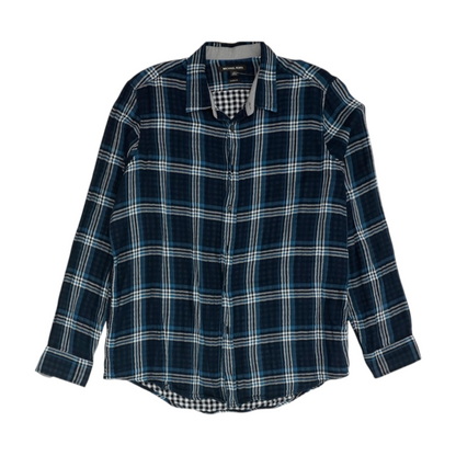 Navy Plaid Flannel Button Down