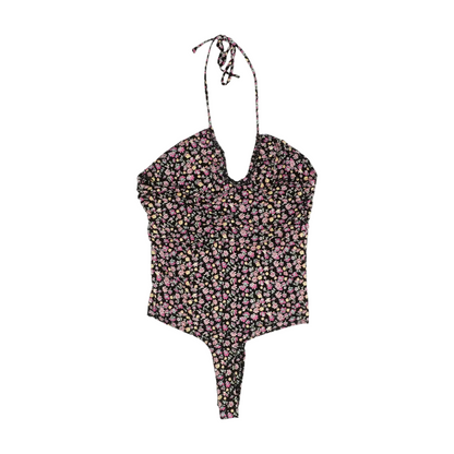 Black Floral Bodysuit Blouse