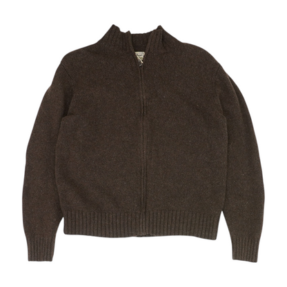 Brown Solid 1/4 Zip Sweater