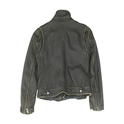 Brown Solid Leather Jacket