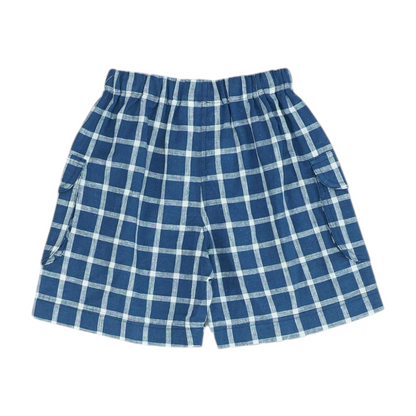 Blue Check Knit Shorts