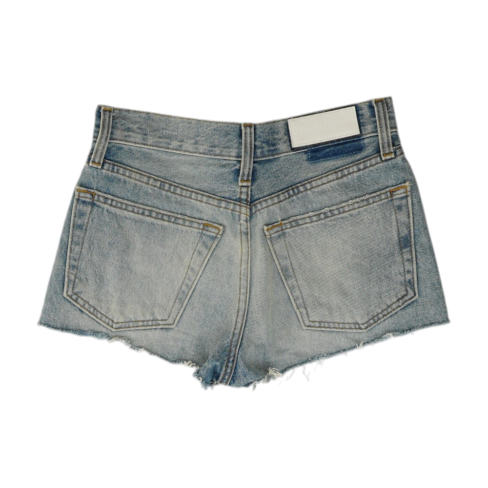 Blue Solid Denim Shorts