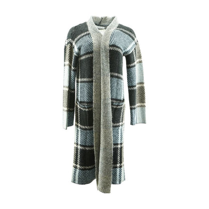 Blue Plaid Cardigan Sweater