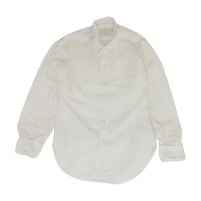 White Solid Long Sleeve Button Down