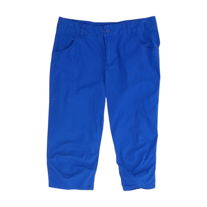 Blue Solid Active Capris