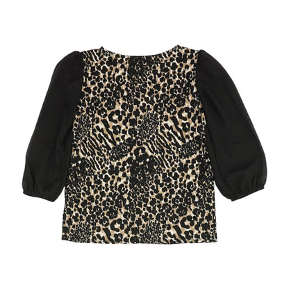 Black Animal Print Long Sleeve Blouse