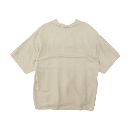 Vintage Ivory Solid Short Sleeve Button Down