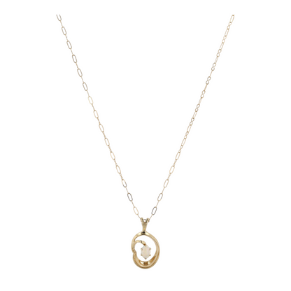 14K Yellow Gold Opal Pendant Necklace
