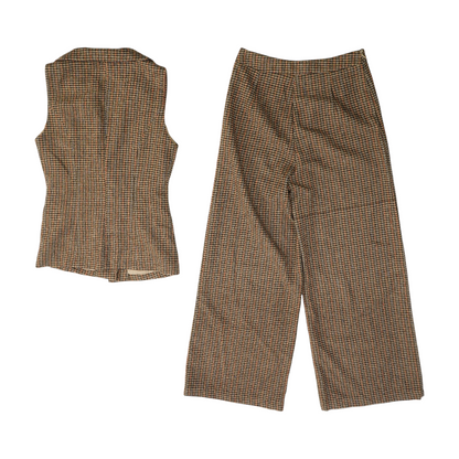 Brown Houndstooth Pant Set