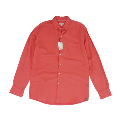 Coral Solid Long Sleeve Button Down