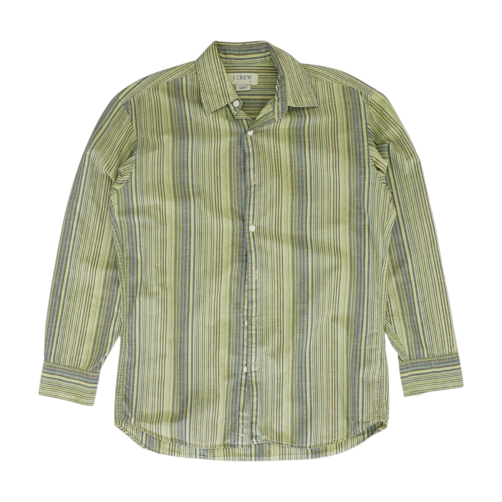 Green Striped Long Sleeve Button Down