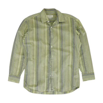 Green Striped Long Sleeve Button Down