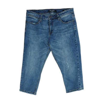 Blue Solid Denim Capris