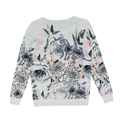 White Floral Pullover Sweater