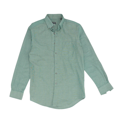 Green Houndstooth Long Sleeve Button Down