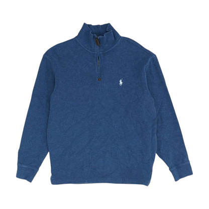 Blue Solid 1/4 Zip Sweater