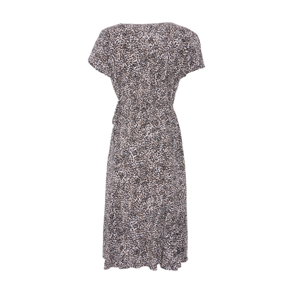 Beige Animal Print Midi Dress