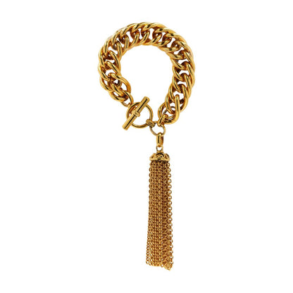 Gold Plated Brass Barrera Tassel Chain Bracelet