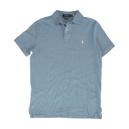 Blue Solid Short Sleeve Polo