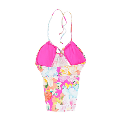 Pink Floral Swim Top