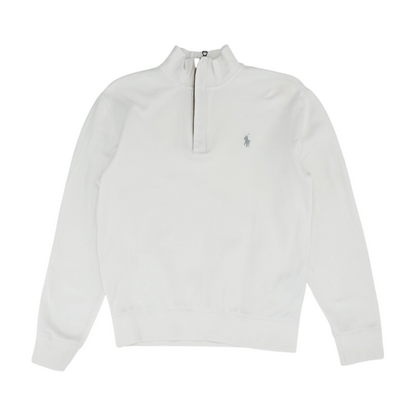 White Solid 1/4 Zip Pullover