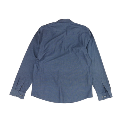Blue Polka Dot Long Sleeve Button Down