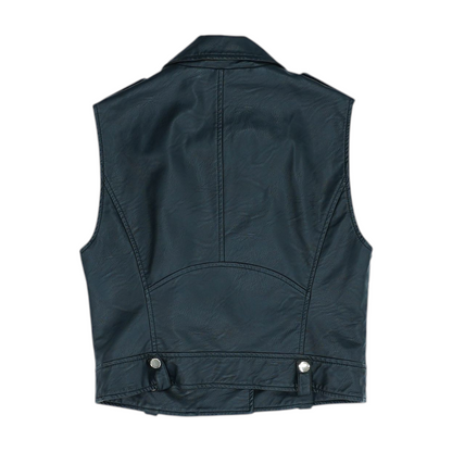 Black Solid Casual Vest