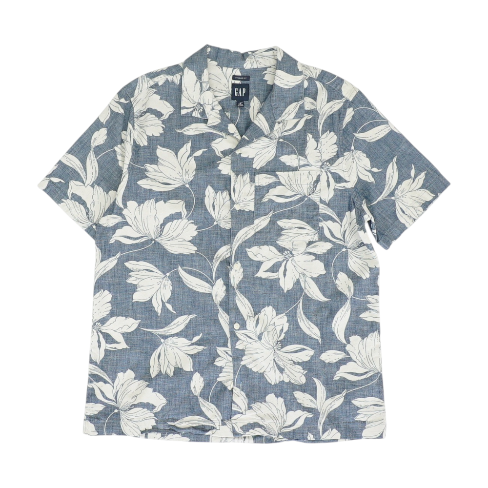 Blue Floral Outdoor Button Down