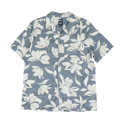 Blue Floral Outdoor Button Down