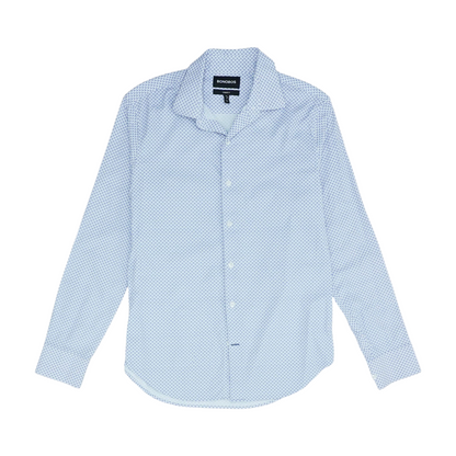White Geometric Long Sleeve Button Down