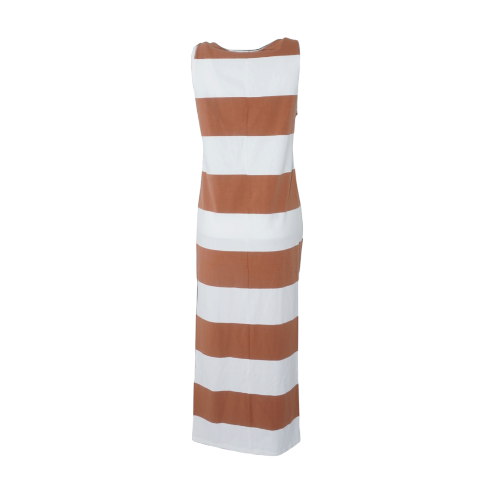 Brown Striped Midi Dress